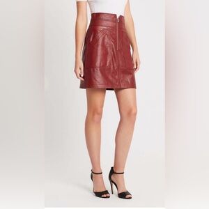 Rebecca Taylor Rich Red Leather Mini Skirt